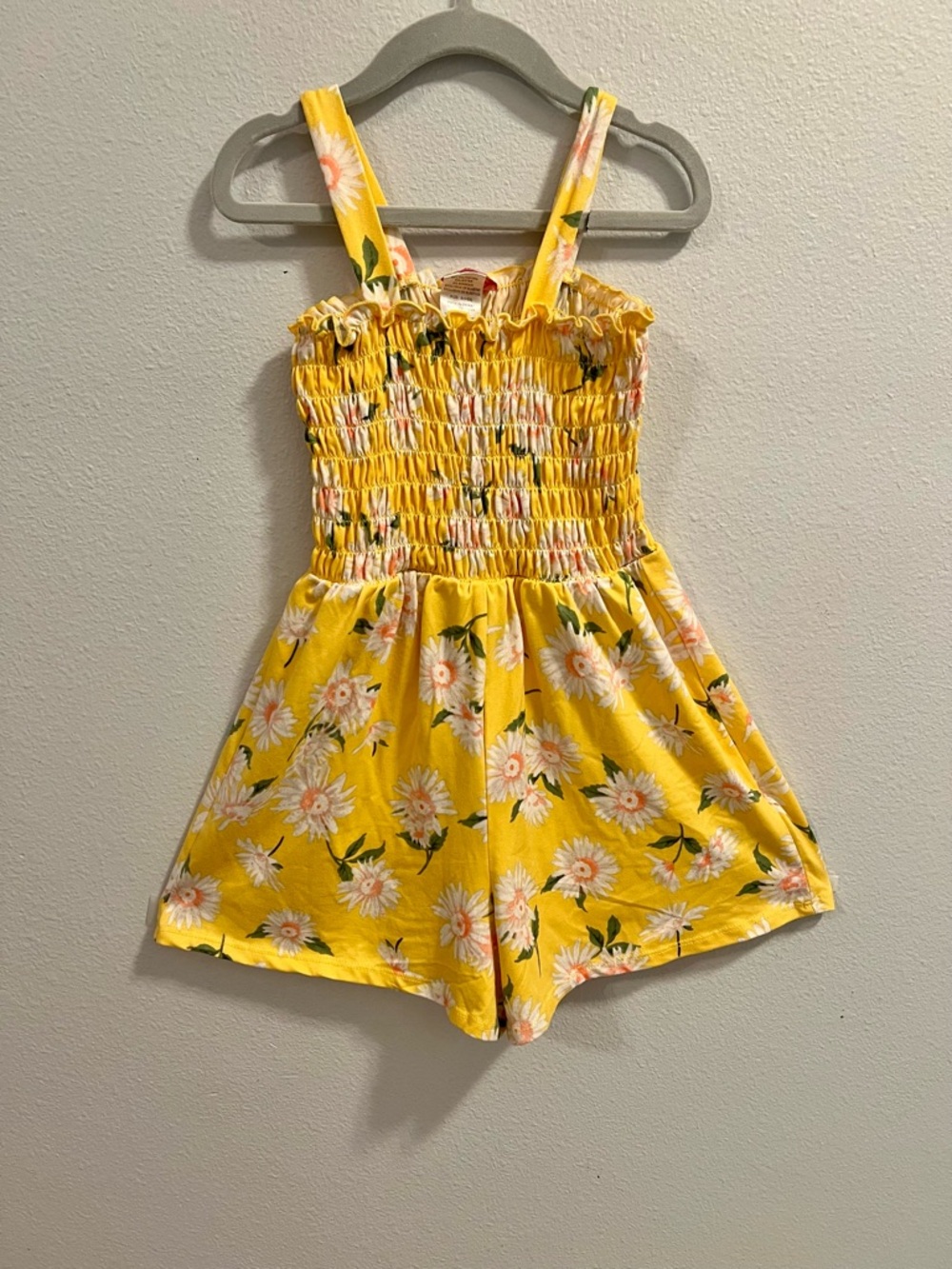 Yellow Floral Smocked Girls' Romper 6